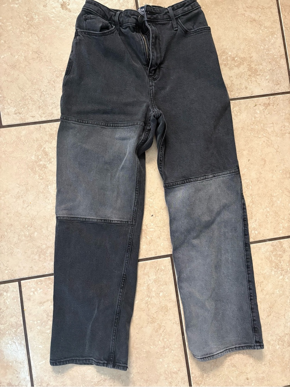 Hollister Women’s Two-Tone Black and Washed Gray Dad Jeans